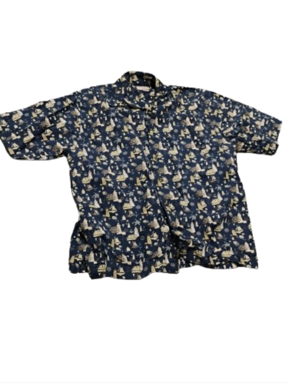 Vintage 1990s 2000s Boho Breeze Sailboat Nautical Print Button Down Shirt